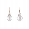 Náušnice z ružového zlata so sladkovodnou perlou a briliantmi KLENOTA E0644004