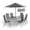 Stolová zostava - VeGAS 6-AL - 6x polohovateľné kreslo, stôl, slnečník- V-GARDEN