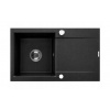 Invena Tesalia, 1-komorový granitový drez s odkvapkávačom 760x440x160 mm a kuchynskou batériou Joga Plus s flexibilným ramenom + chrómový automatický sifón, INV-AZ-01-043-SET