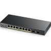 Zyxel GS1900-10HP v2, 8-port GbE L2 PoE Smart Switch + 2 SFP slots, 802.3at, desktop, fanless, 70 Watt GS1900-10HP-EU0102F