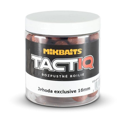 Mikbaits TactiQ rozpustné boilie Jahoda exclusive 16 mm 250 ml