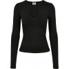 Urban Classics Dámske tričko Ladies Organic Keyhole Longsleeve Farba: Black, Veľkosť: 3XL