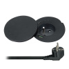 Solight vstavaná zásuvka + USB A + C + Wireless 10W, otočné viečko, kábel 2m, čierna