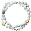 Glosery wrap náramok s nekonečno ∞ a krištáľmi v tvare srdiečok Swarovski®, howlite / lesklý - matný čierny achát 6mm Typ korálok: lesklý achát, Obvod zápästia: iné - uveďte do poznámky (ako zadávate
