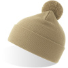 Atlantis Headwear Čepice s bambulí Wind-S Pompom, pletená COT33029412599-beige UNI Béžová