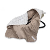 Zateplená zavinovacia deka s kapucňou, bavlna, 90 x 90 cm - béžová so vzorom