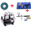 Airbrush set: 2x Airbrush pištoľ a airbrush kompresor AS-196 + 1x hadica (2x Airbrush pištoľ FENGDA + Dvojvalcový kompresor FENGDA AS-196 + hadica)