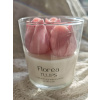 LEORA Floréa TULIPS ručne odlievaná sójová sviečka vôňa: TULIPS ružové