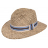 Balke Letný slamený klobúk Fedora s modro-hnedou stuhou Veľkosť: 60 cm