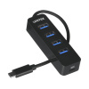 Unitek čierny USB-C hub pre 4 USB 3.1 porty, aktívny, 10W, 15cm kábel (H1117B)