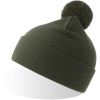 Atlantis Headwear Čepice s bambulí Wind-S Pompom, pletená COT33029455099-olive Olivová UNI
