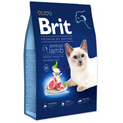 Brit Premium by Nature granuly Cat Sterilized jahňa 8 kg