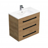 Swiss aqua technologies Koupelnová skříňka s černou úchytkou a umyvadlem SAT Cube Way 80x76,5x46 cm dub Hickory mat CUBE46C803DHMOD