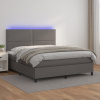 vidaXL Boxspring posteľ s matracom a LED sivá 140x190 cm umelá koža - Sivá - 219111-217039