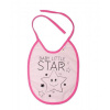 Nepromokavý podbradník, 24 x 23 cm Baby Nellys veľký Baby Little Star - ružová Baby Nellys