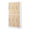 Kovová šatňová skriňa s 6 boxami IGOR, 900 x 1850 x 450 mm, Eco Design: biela/ dub sonoma