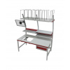 Kompletné baliace pracovisko Rocholz Akzent SYSTEM FLEX, 1600x800x690 - 960 mm, biely hliník/červená