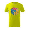 Rubikova kocka kreslená - Tričko detské bavlnené - 146 cm/10 rokov ( Limetková )