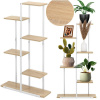 Policový diel so 6 policami vyrobený z kovu a MDF, 60x20x113 cm, biely a hnedý Springos