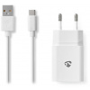NEDIS sieťová nabíjačka/ USB-C/ 2.4 A/ 5.0 VDC/ rýchle nabíjanie/ biela/ kábel 1m