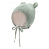 STERNTALER Čiapka pletená GOTS na zaväzovanie podšitá s uškami zelená uni veľ. 49 cm - 12-18 m