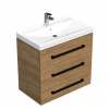 Swiss aqua technologies Koupelnová skříňka s černou úchytkou a umyvadlem SAT Cube Way 80x71x46 cm dub Hickory mat CUBE46C803DHVER