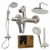 Sprchový set stĺp s batériou a dažďovou sprchou, NEHRDZAVEJÚCA OCEĽ