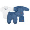 5-dielna pletená sada Baby Nellys, Boy, body, nohavice, sveter, čiapočka, motýlik - modrá 80 (9-12m)