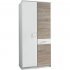 Carryhome SKRIŇA S OTOČNÝMI DVERAMI, biela, farba duba, 90/199/58 cm - Spálňové sety - 001787004101