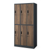 Kovová šatňová skriňa s 6 boxami IGOR, 900 x 1850 x 450 mm, Eco Design: antracitová/ orech