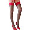 Cottelli Legwear – čierne pančuchy s červeným čipkovaným lemom, 20 DEN5