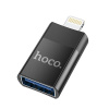 HOCO OTG adaptér / prepínač - USB-A samica / Lightning 8-pin samec - čierny