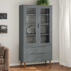 zahrada-XL Vitrína MOLDE, sivá 90x35x175 cm, borovicový masív 350545