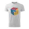 Rubikova kocka kreslená - Tričko detské bavlnené - 104-110cm / 3-4 roky ( Svetlosivý melír )