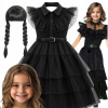 Kostým pre dievča Wednesday Addams čierny 122-128
