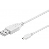 PremiumCord Kabel micro USB 2.0, A-B 0,5m, bílá ku2m05fw