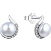 Elegantní stříbrné náušnice s perlami a zirkony E0001852