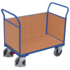 Variofit Plošinový vozík s dvoma madlami a bočnou stenou s plnou výplňou, Variofit, ložná plocha 85 x 47 cm, do 400 kg, modrá/antracit Farba: modrá RAL5010