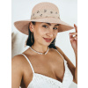 Dámsky ružový slamený klobúk s mašľou - UNI