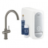 Grohe BLUE HOME dřezová elektronická baterie, s filtračním a chladícím zařízením, Bluetooth, napájení ze sítě, kartáčovaný hard graphite