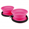 Kiwi Walker Double Travel Bowl 2x350ml - cestovná miska pre psov a mačky, silikón - Fuchsia