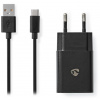 NEDIS sieťová nabíjačka/ USB-C/ 2.4 A/ 5.0 VDC/ rýchle nabíjanie/ čierna/ kábel 1m