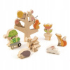 Tender Leaf Toys zvieratká lezúce po strome Stacking Garden Friends v plátenom vrecúšku