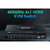 PremiumCord 4K@60Hz HDMI2.0 KVM prepínač 4:1 s diaľkovým ovládaním khswit41e
