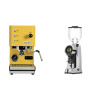 Profitec GO, yellow + Eureka Helios 75, chrome