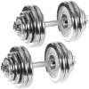 Nastaviteľné chrómové činky Movit 2x 30 kg (Jednoduchá gryfová olympijská činka Barbell Inserline 250 kg)