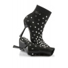ČLENKOVÁ OBUV KARL LAGERFELD PANDARA STUDS KNIT BOOT BLACK KNIT TEXT W/SILVER