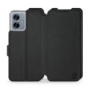 Flipové pouzdro Mobiwear Semiš - Motorola Moto G54 5G / Moto G54 5G Power Edition - Černé (Knížkové semišové flip pouzdro, obal, kryt na mobil Motorola Moto G54 5G / Moto G54 5G Power Edition - Černé,