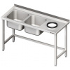 STALGAST Stôl s dvojkomorovým drezom na ľavej strane a otvorom na odpadky na pravej strane 1800x600x850 mm | STALGAST, 981026180