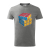 Rubikova kocka kreslená - Tričko detské bavlnené - 104-110cm / 3-4 roky ( Tmavosivý melír )